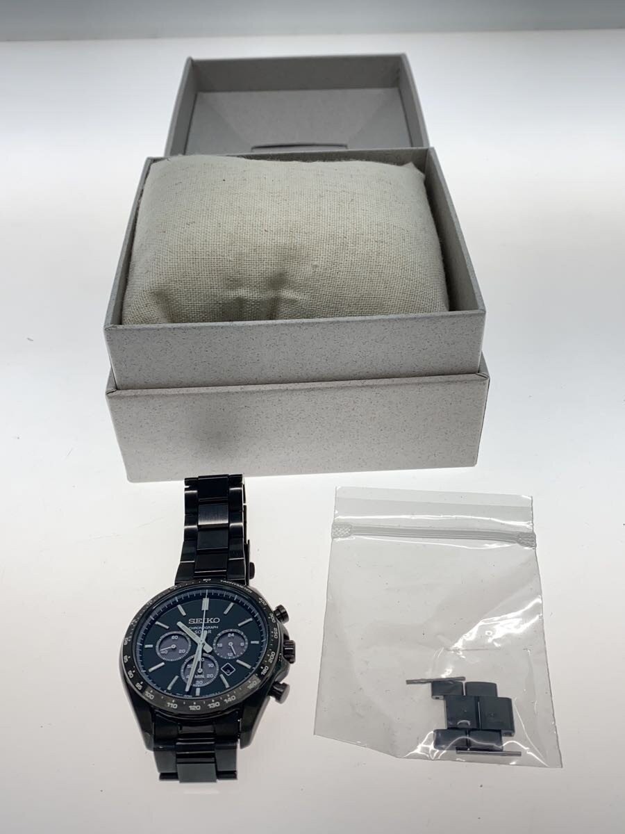 SEIKO Solar Watch Analog Stainless BLK BLK V175 0FA0