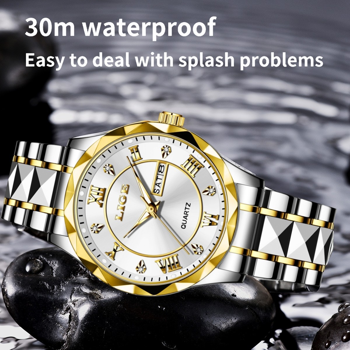 2026 Men Watch Quartz Calendar Stainless Steel Waterproof Luminous Wristwatch