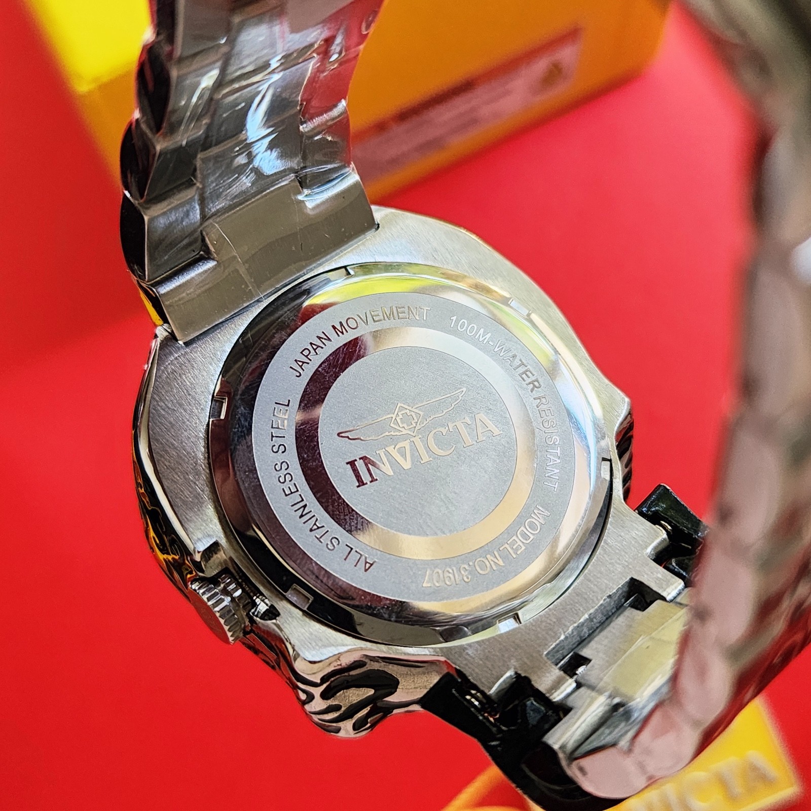 Invicta Skull Watch Working Jaw Stainless Steel 50mm Watch 31907 Box & Tag Mens
