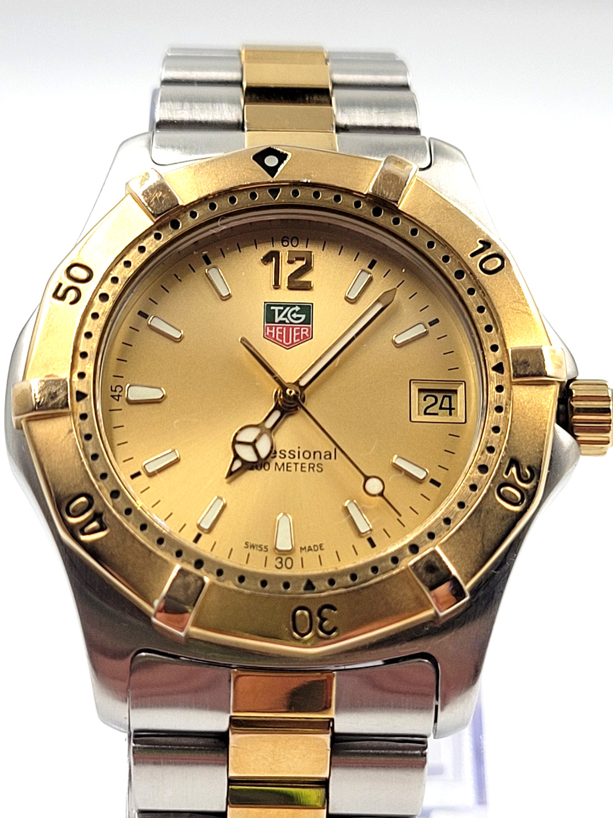 Tag Heuer Men’s Watch WK1121-0 Swiss Quartz Gold Dial Two Tone Professional 200