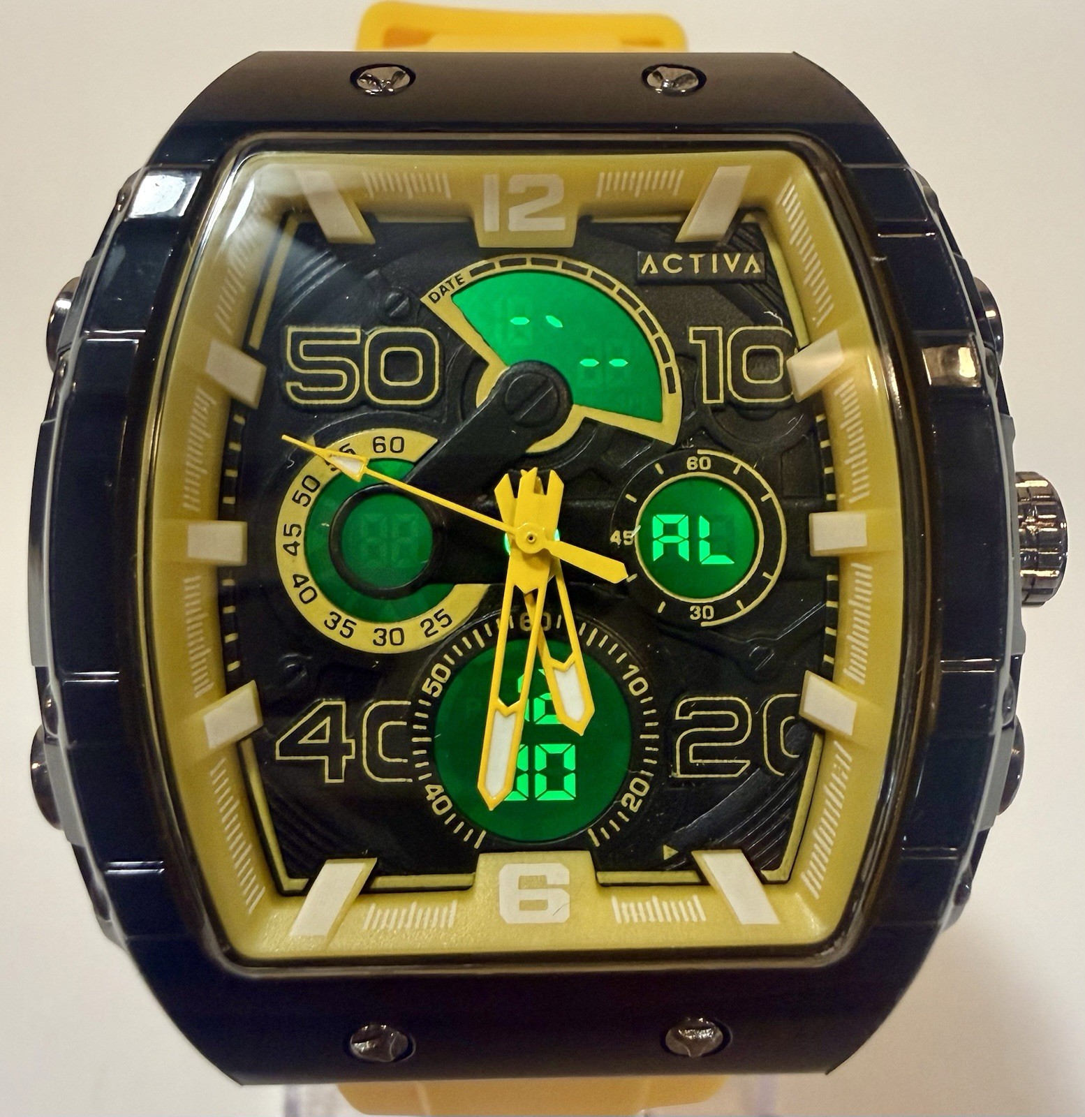 Activa X Invicta Digital Essentials Chrono Look- 45mm. Yellow (ACW8109-003) NIB