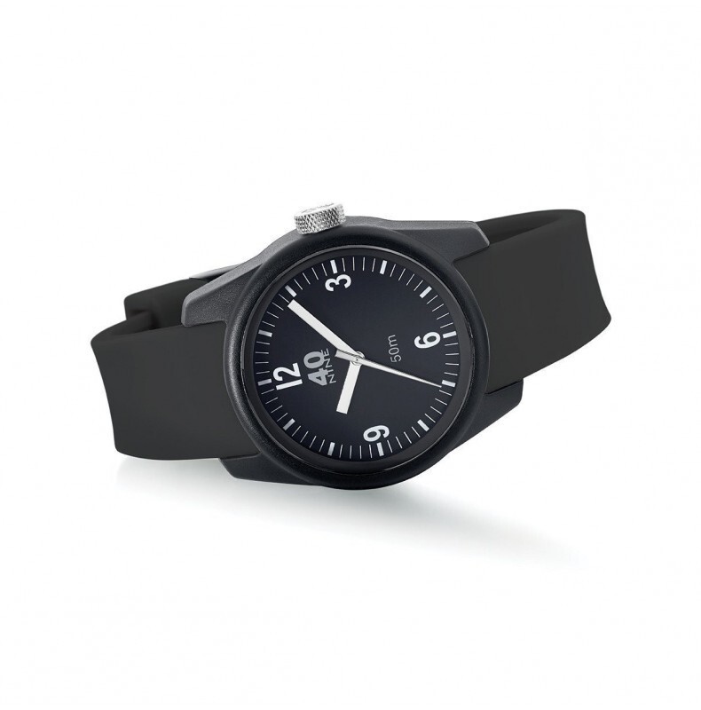 40NINE BASIC 35MM Polymer Quartz Black White Silicone Mineral Unisex Watch