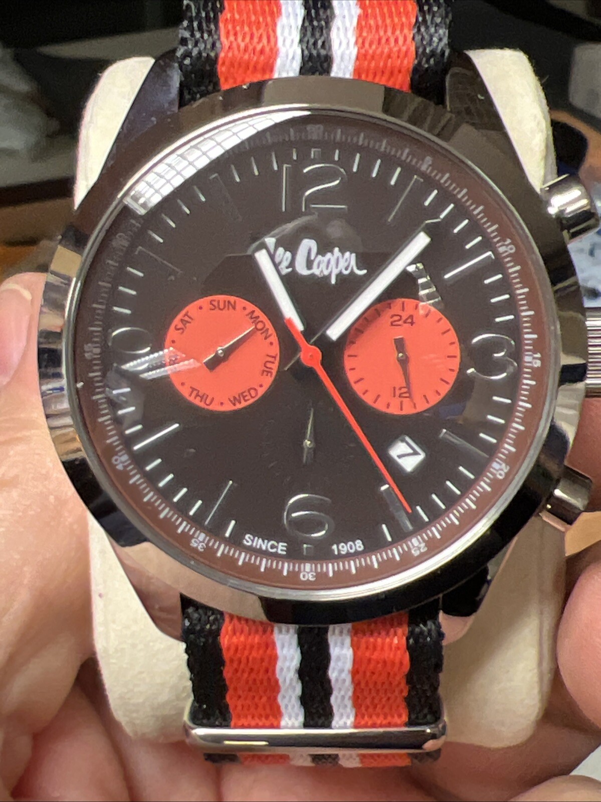 Lee Cooper Military Style Multi Canvas Strap Day/Date Chronograph Watch