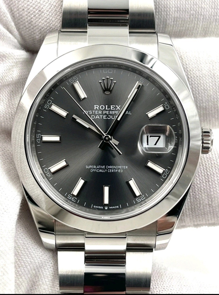 Rolex Datejust 41mm Rhodium Index Oyster 126300 B&P