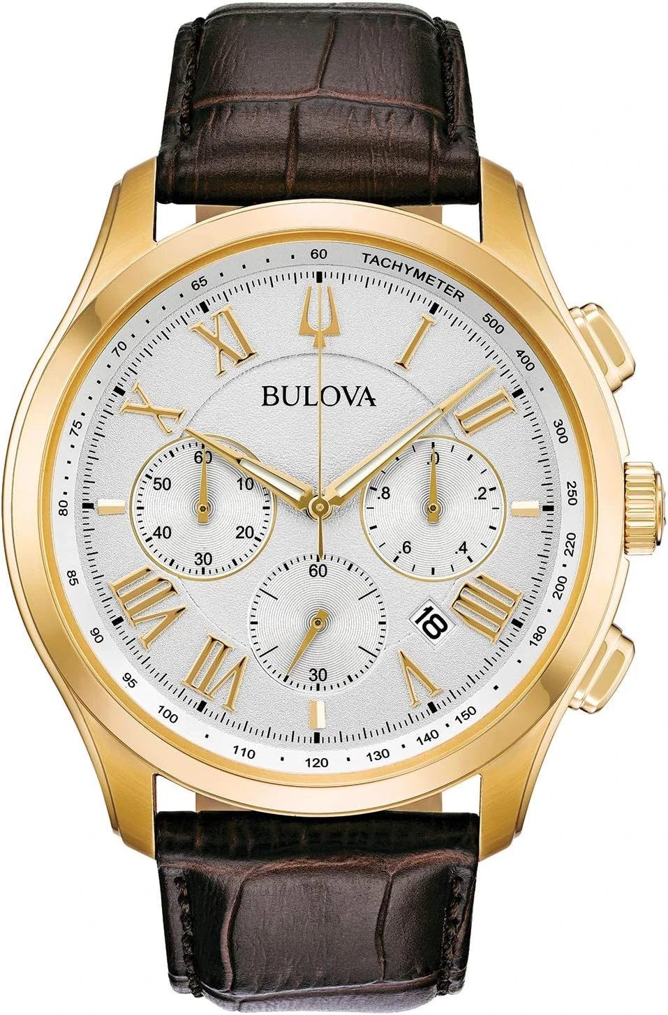 Men’s Classic Brown Leather Watch – 46.5mm Wilton Style 97B169