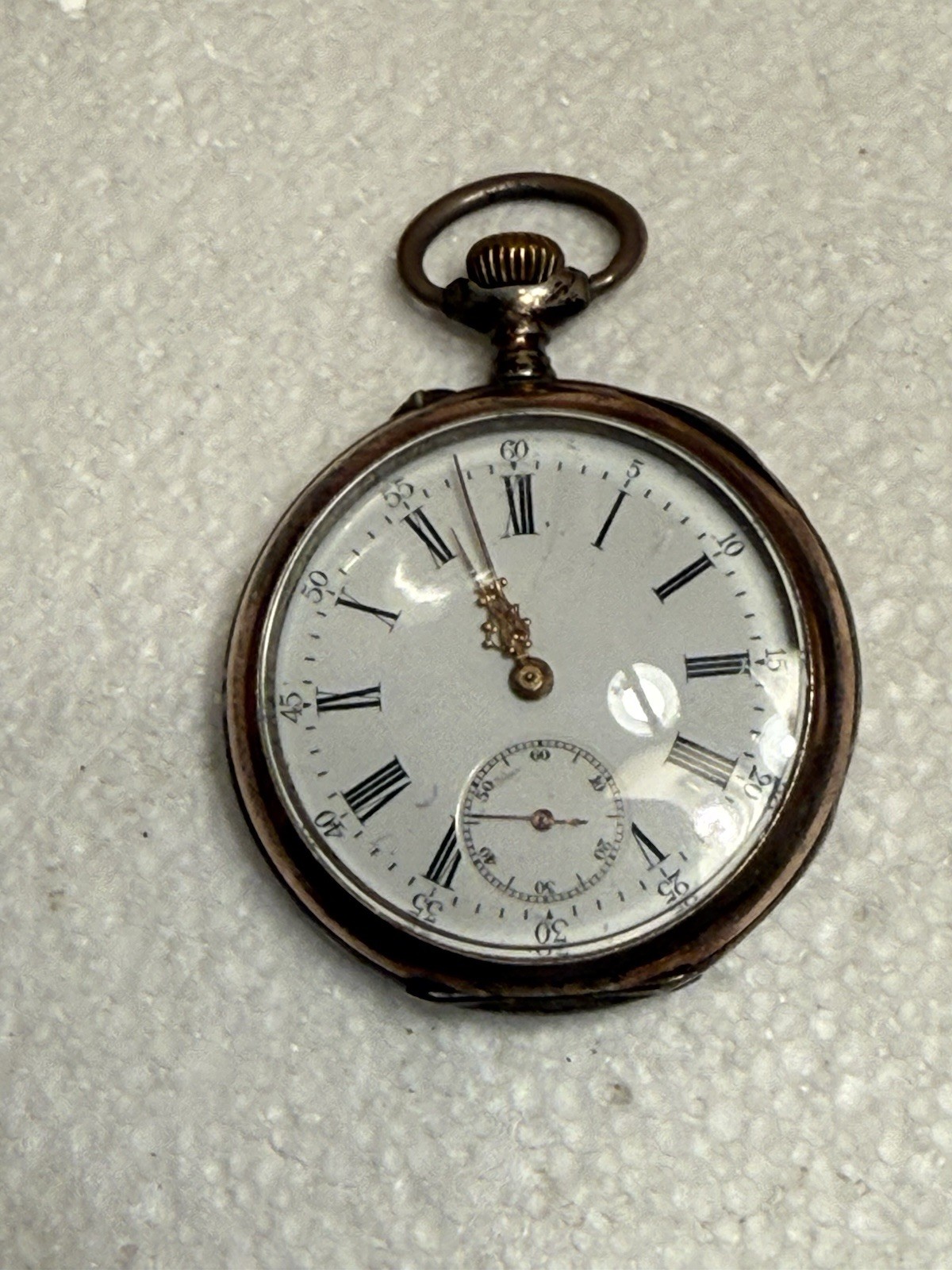 Antique Pocket Watch Cylinder 10 Steine .800 Silver Case Works Read