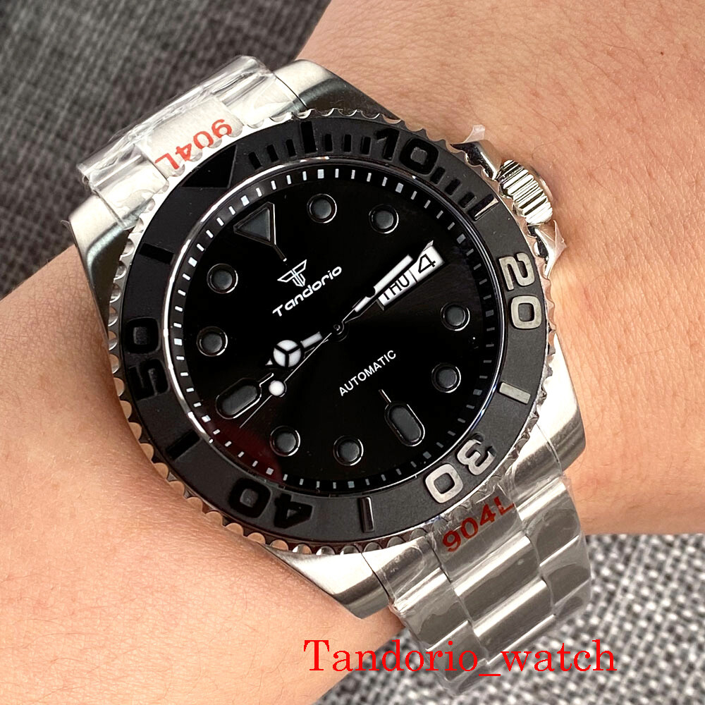 Tandorio Black Dial Japan NH36A Date Automatic Men’s Watch Sapphire Crystal