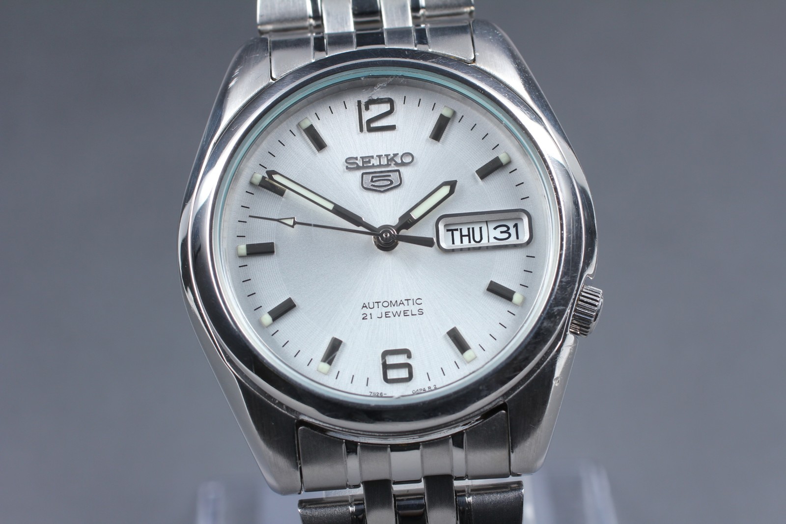 Vintage [Exc+5] Seiko 5 7S26-01V0 White Dial Day/Date Mens Automatic Watch JAPAN