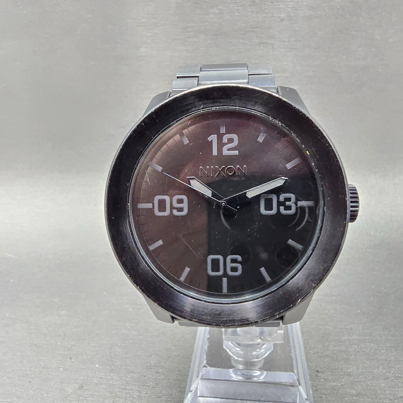 Nixon The Corporal Watch Men 48mm Black Dial Black Tone Round Bracelet new BattP