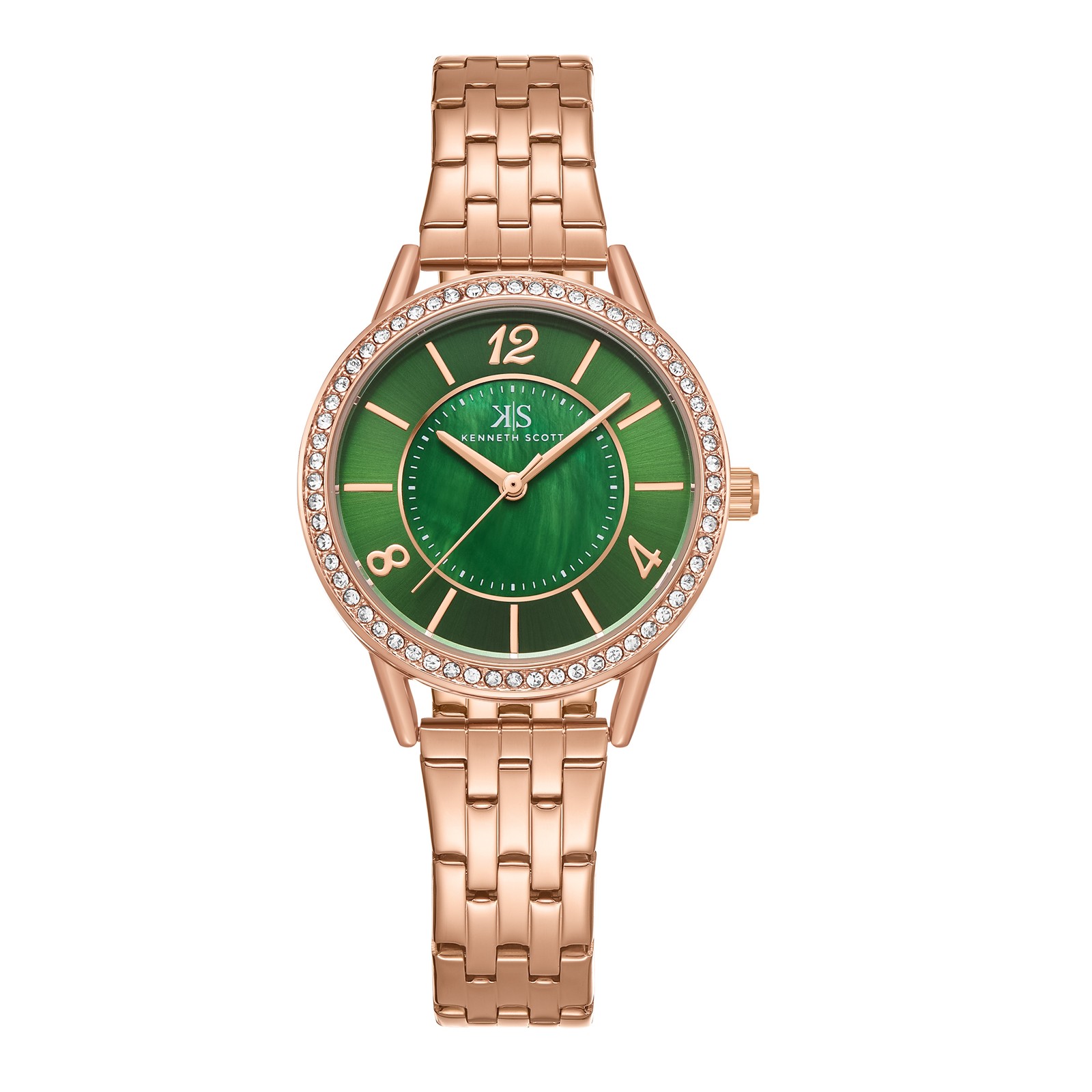 Kenneth Scott Women’s Analog Watch | Green Dial, 32mm, 30 m (3 ATM)