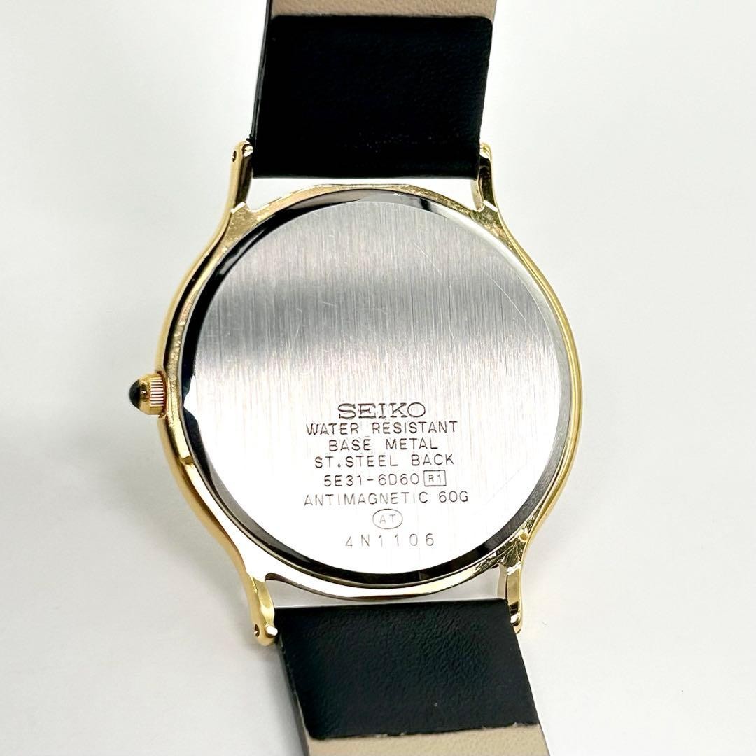 Seiko Dolce 5E31-6D60 Quartz Watch Gold White Black Battery
