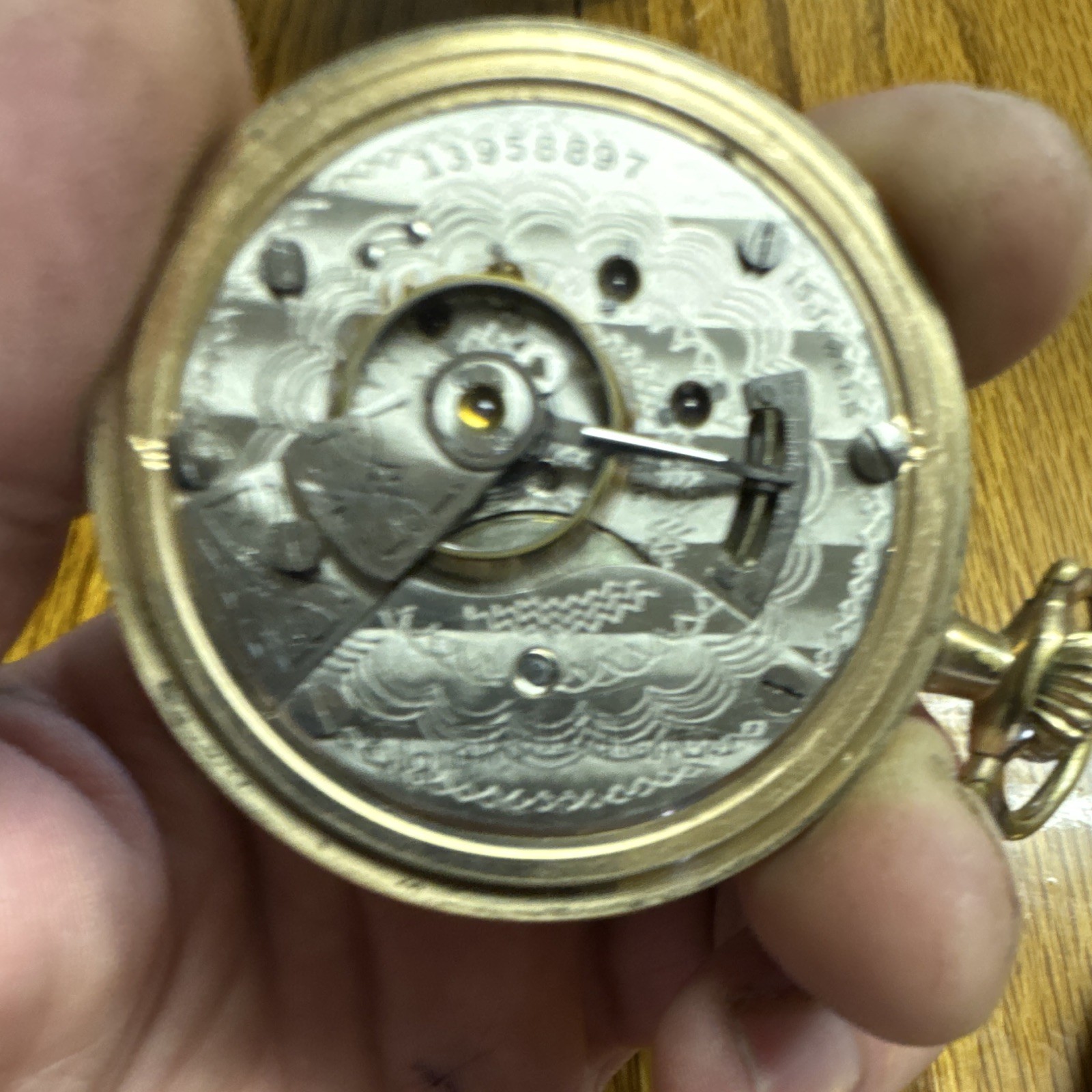 Elgin Gold Filled Yellow Gold Open Face Pocket Watch White Dial Arabic, Seconds
