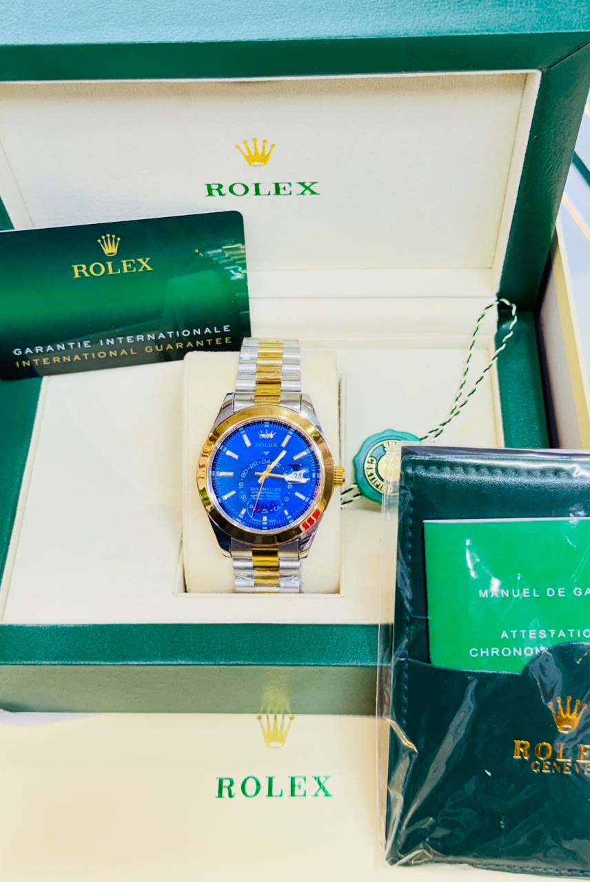 Rolex Blue dial luxuary watch two-tone silver&white chain