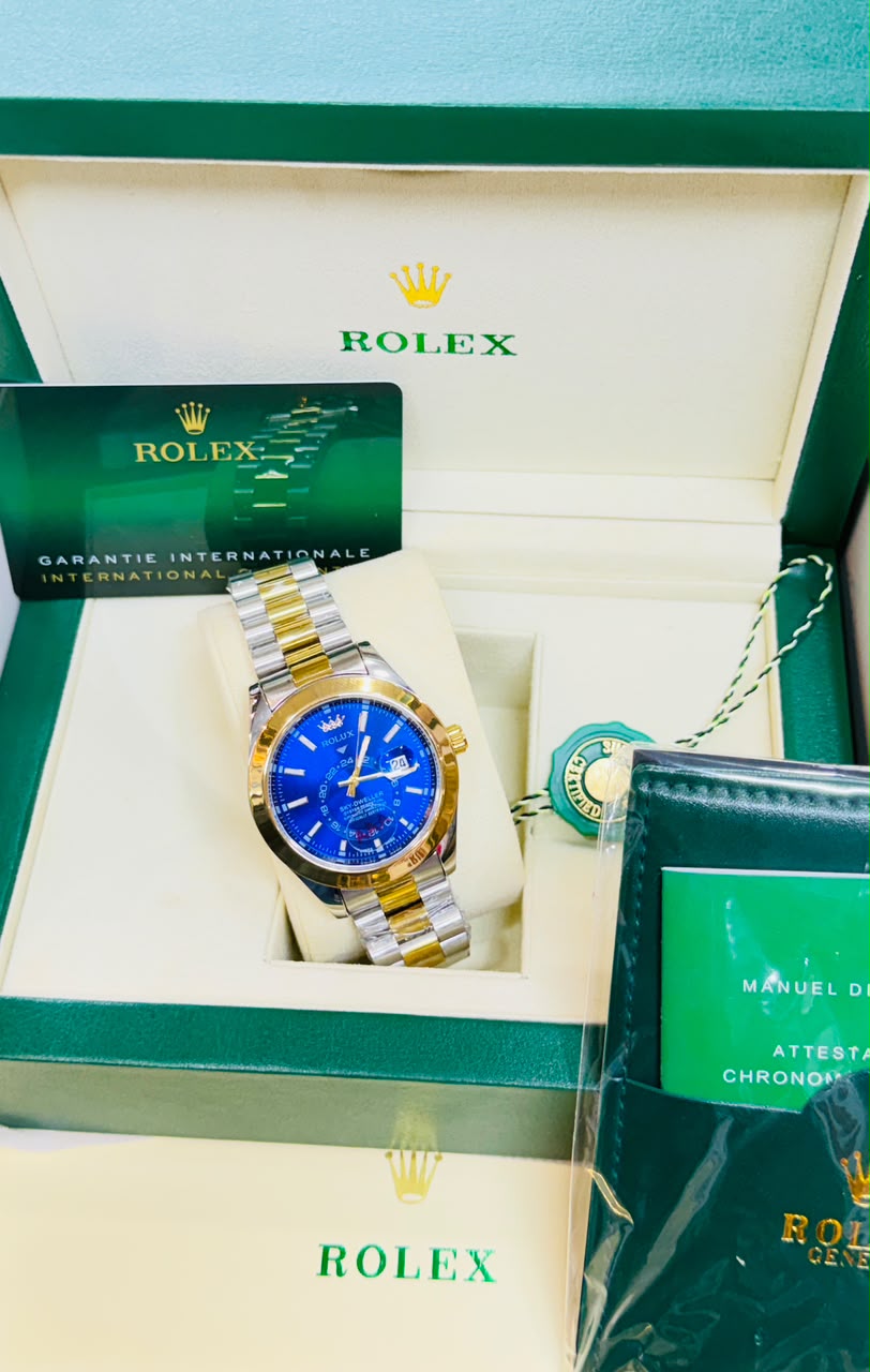 Rolex Blue dial luxuary watch two-tone silver&white chain - Image 3
